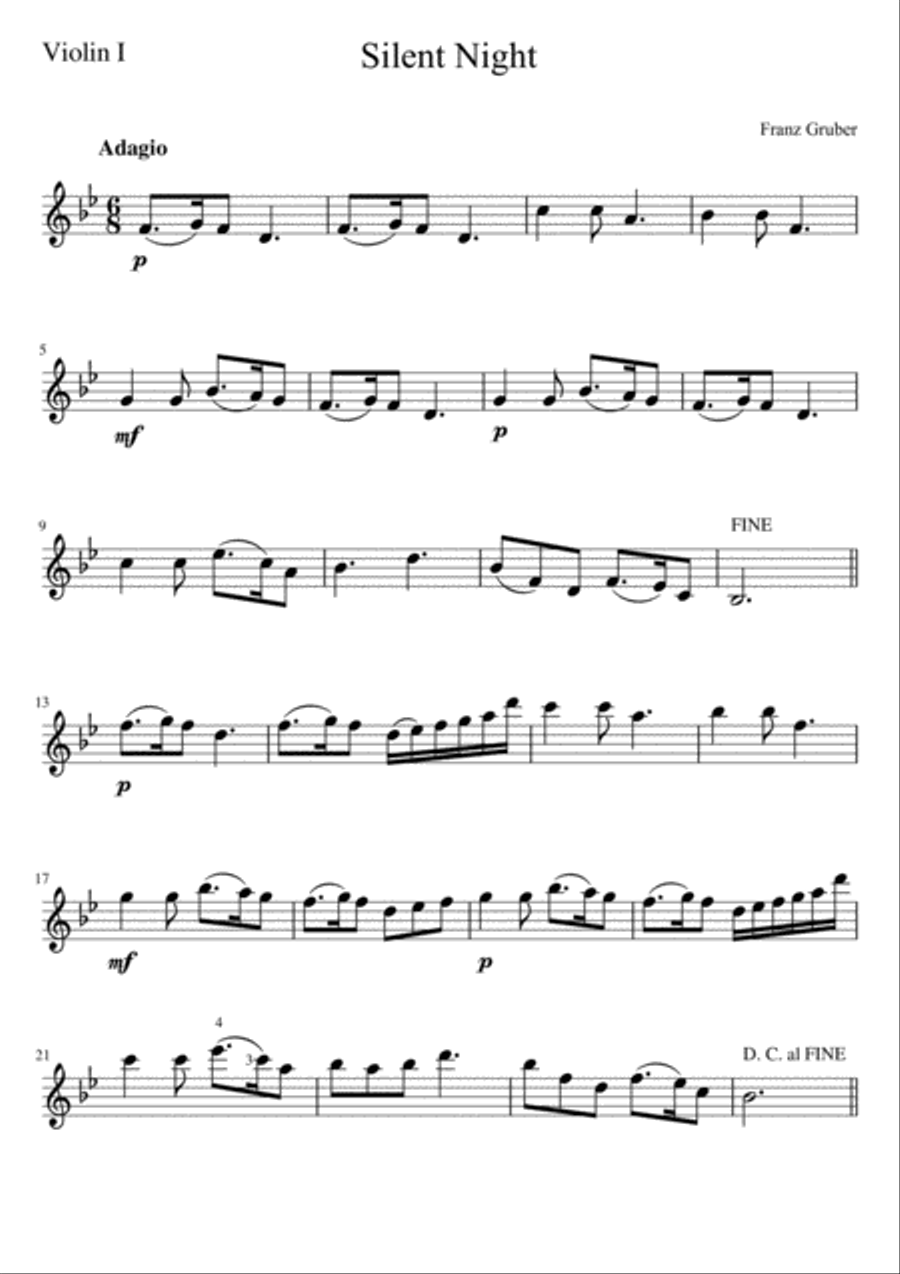 Silent Night String Quartet scores gallery preview page 4