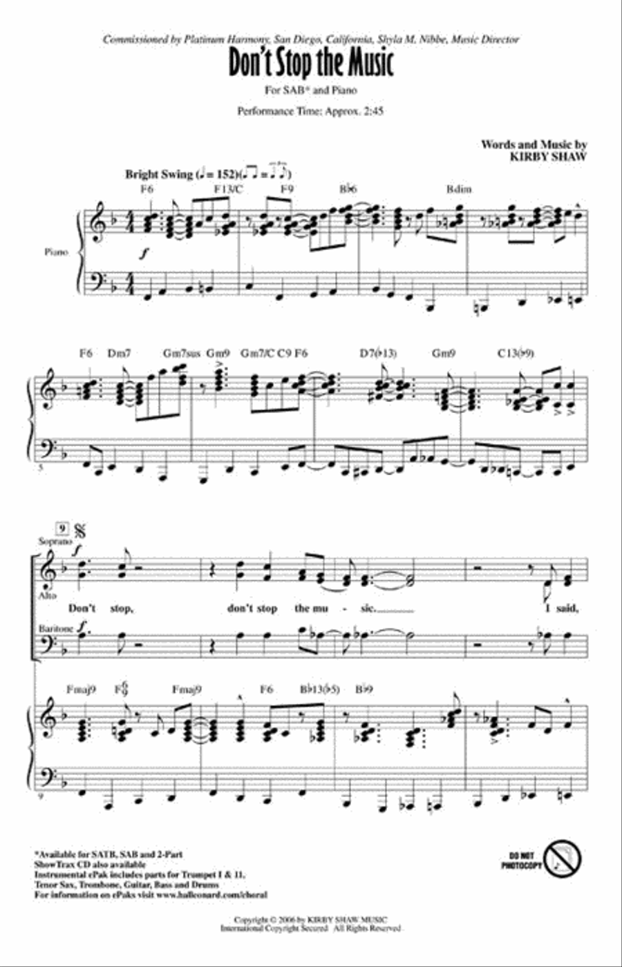 Don't Stop the Music 3-Part scores gallery preview page 2