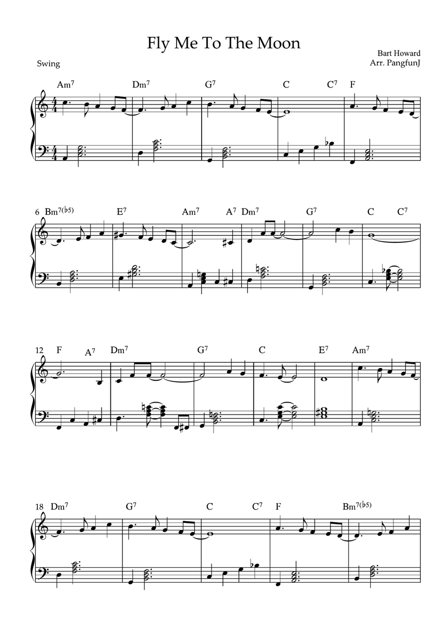 Fly Me To The Moon (In Other Words) Easy Piano scores gallery preview page 1