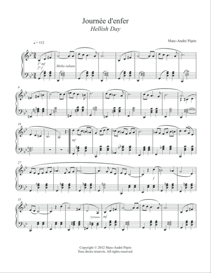 Hellish Day / Journee d'enfer Piano Solo scores gallery preview page 2