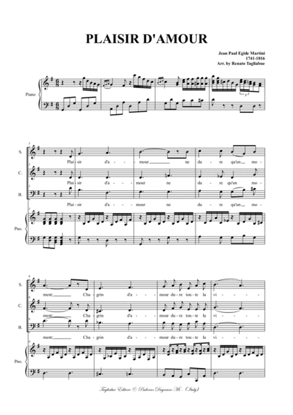 PLAISIR D'AMOUR - Arr. per SAB Choir and Piano image number null