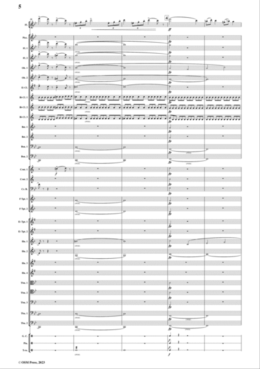 Rimsky-Korsakov-Trombone Concerto(1877),for Flute(or Oboe,or Violin) and Wind Band Concert Band scores gallery preview page 6