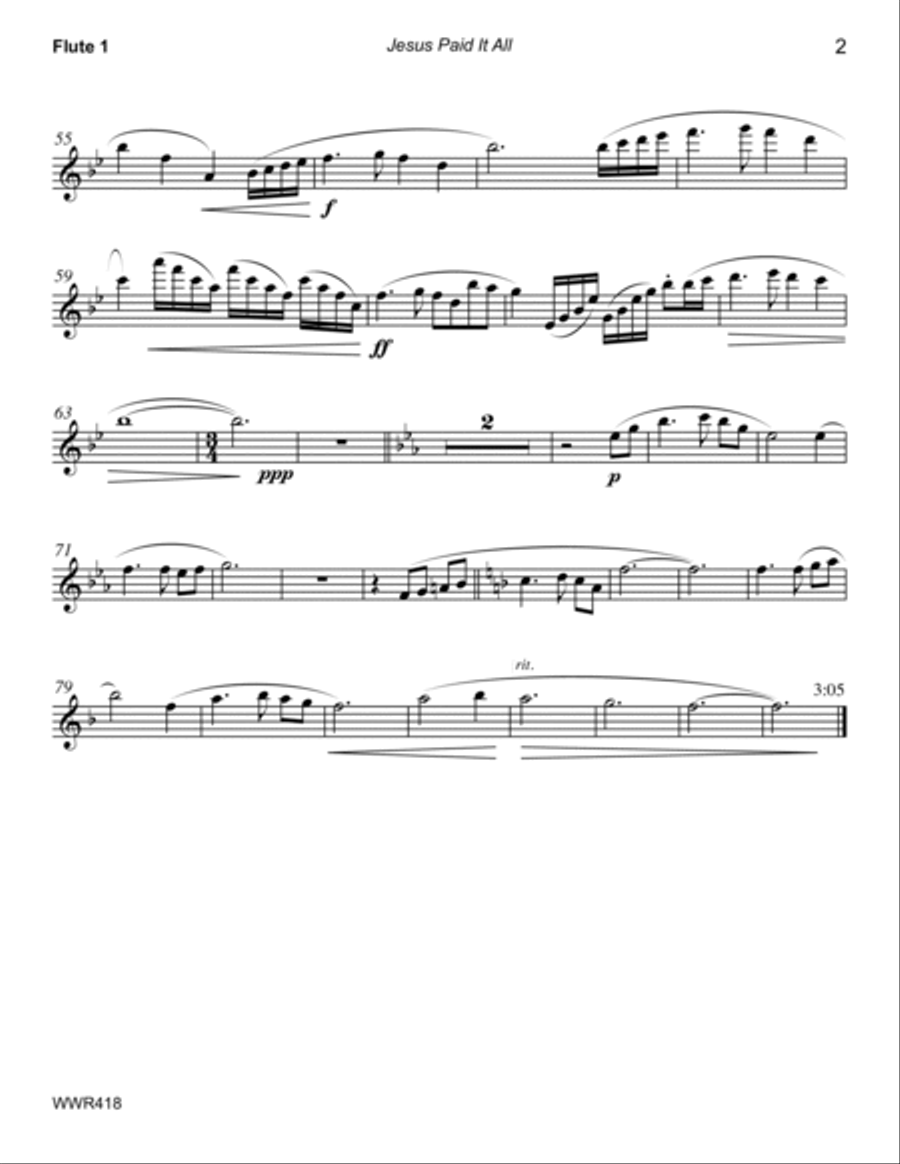 JESUS PAID IT ALL - WOODWIND QUARTET (unaccompanied) Woodwind Quartet scores gallery preview page 6