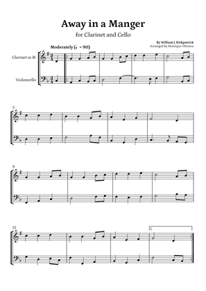 Book cover for Away in a Manger (Clarinet and Cello) - Beginner Level