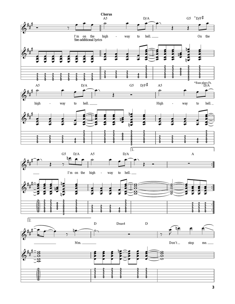 Highway To Hell Acoustic Guitar scores gallery preview page 3