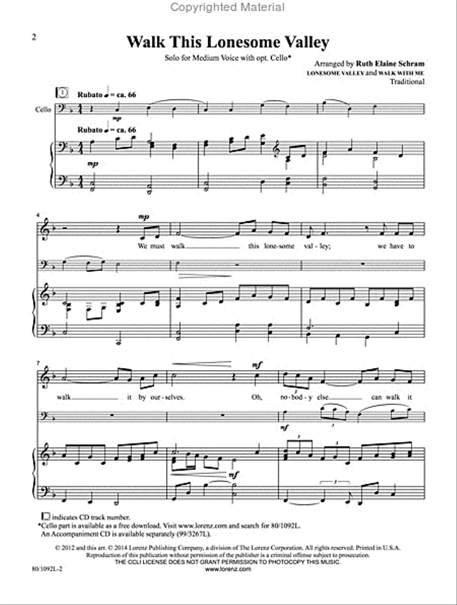 Walk This Lonesome Valley - Vocal Solo Medium Voice scores gallery preview page 2