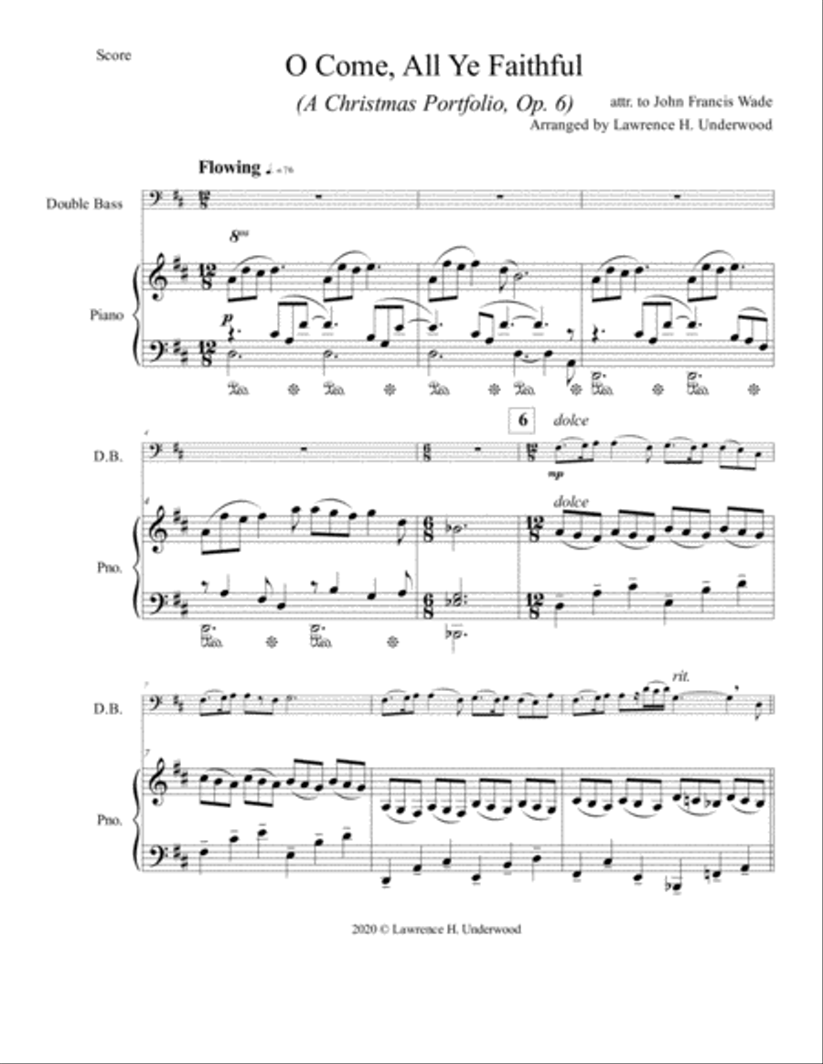 O Come, All Ye Faithful for Solo Double Bass Double Bass scores gallery preview page 2