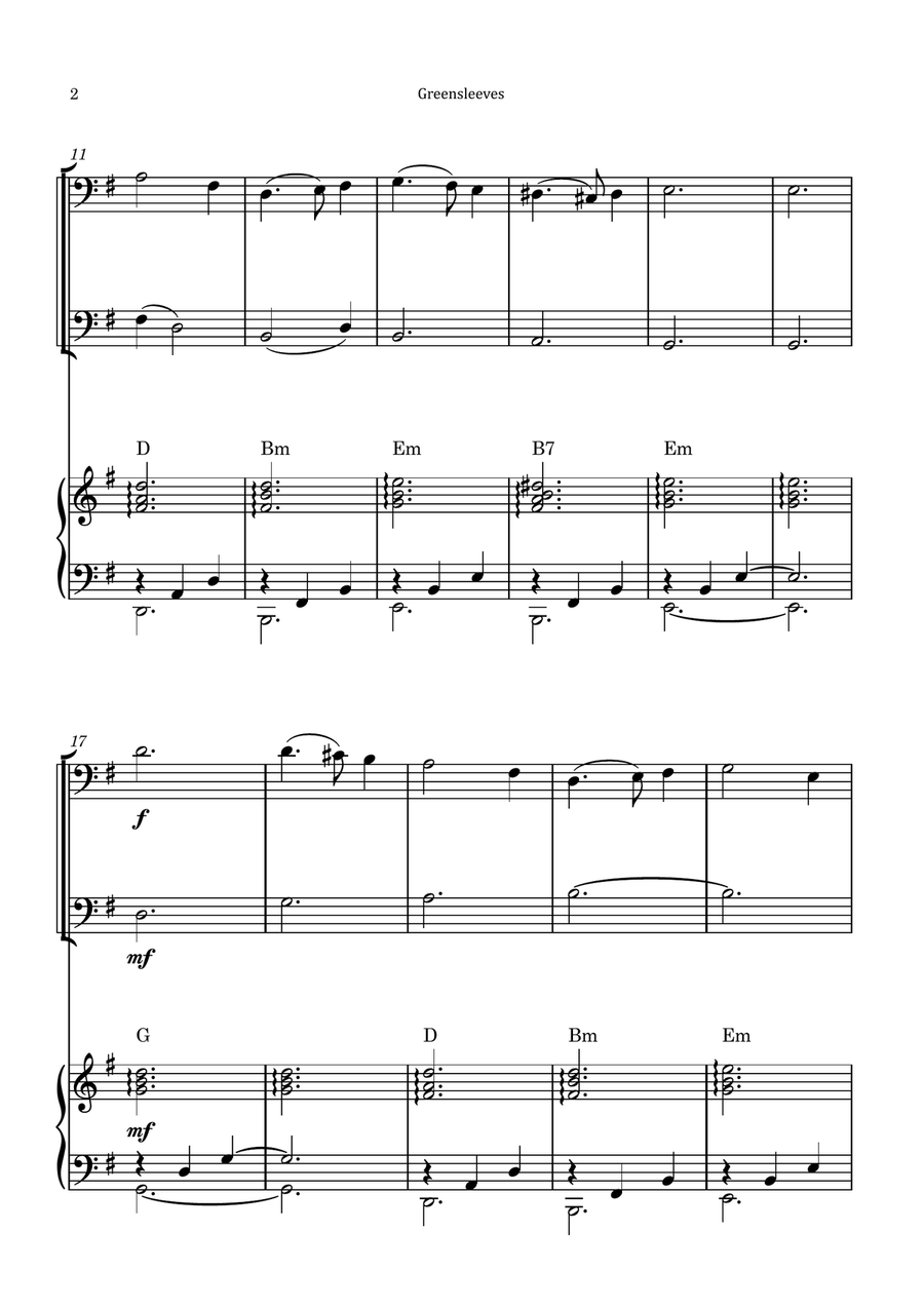 Greensleeves Trombone Duet scores gallery preview page 2