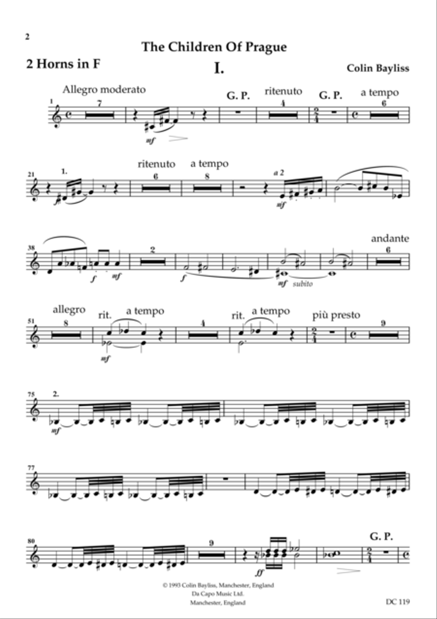 The Children of Prague - brass and percussion parts