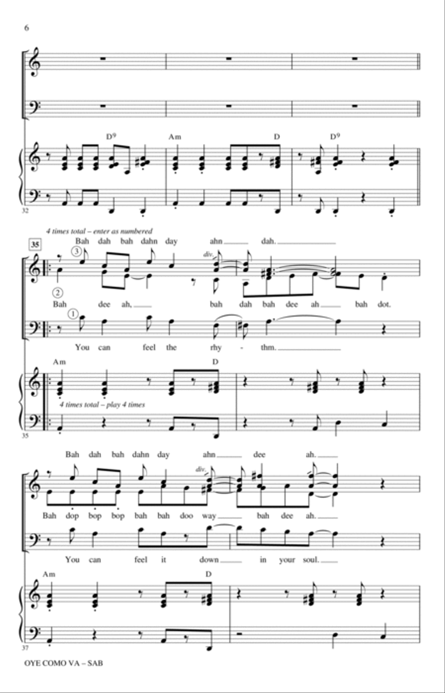 Oye Como Va (arr. Kirby Shaw) 3-Part scores gallery preview page 4