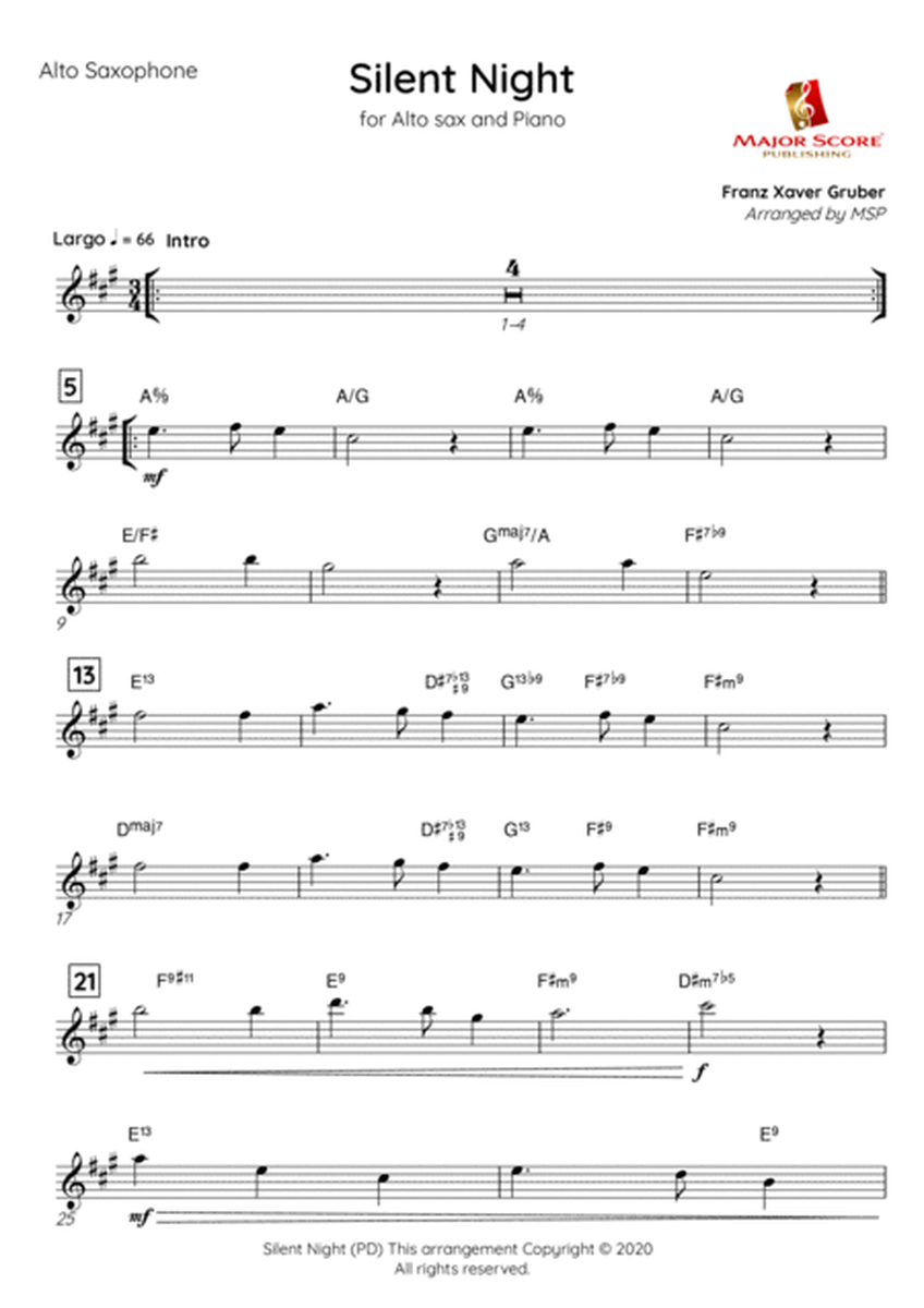 Silent Night sheet music | Alto Sax & piano (C) image number null