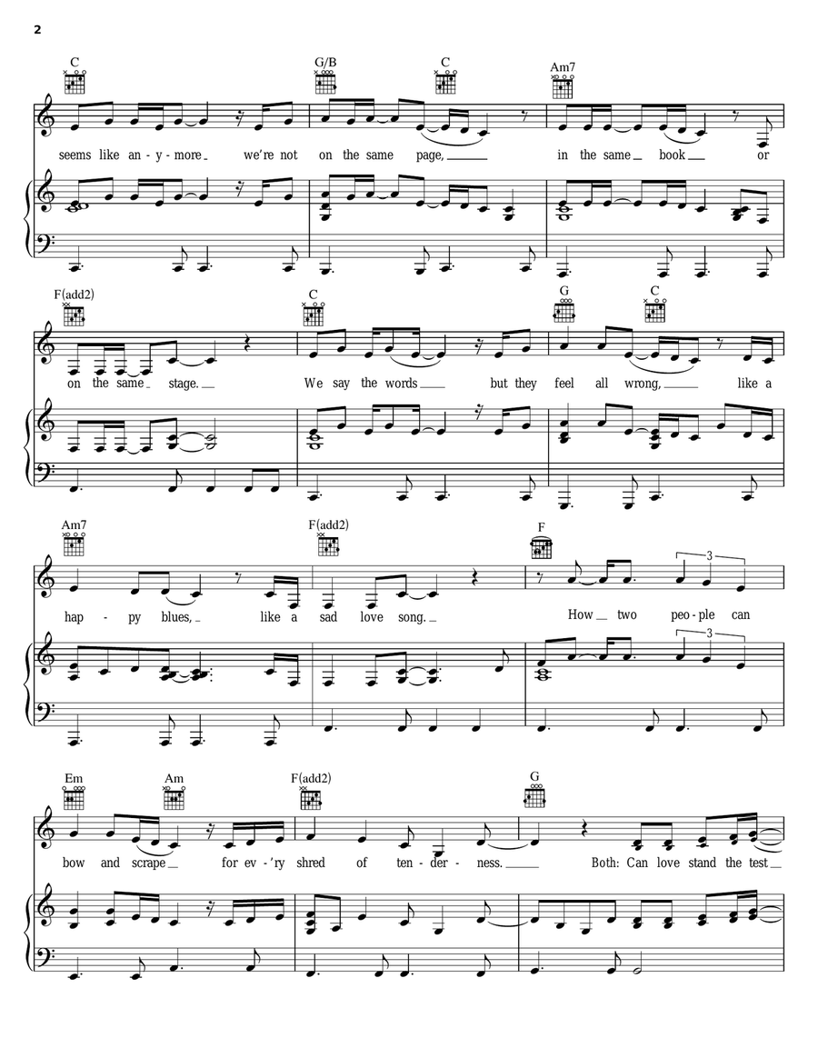 Can Love Stand The Test Piano, Vocal, Guitar scores gallery preview page 2