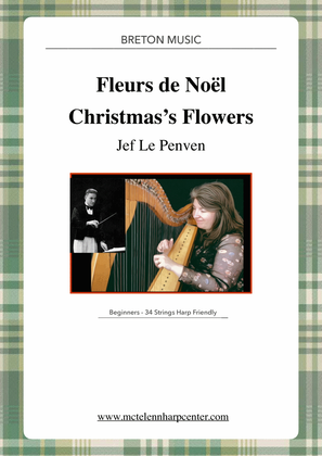 Book cover for Fleurs de Noël - Christmas's flowers by Jef Le Penven - beginner & 34 String Harp | McTelenn Harp Ce