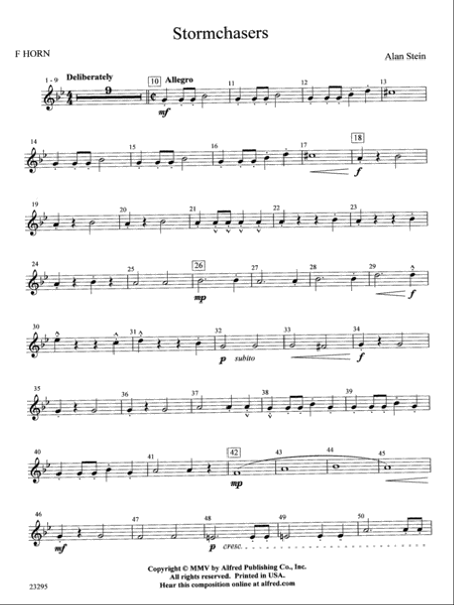 Stormchasers: 1st F Horn Stormchasers: 1st F Horn Concert Band scores gallery preview page 1