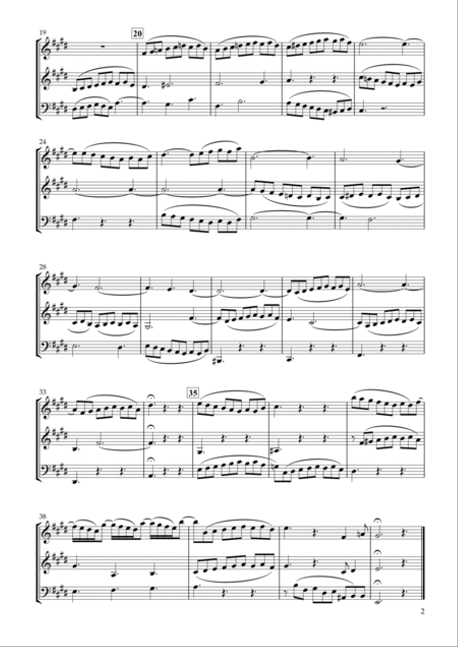 Sinfonia No.6 BWV.792 for Two Violins & Violoncello String Duet scores gallery preview page 2