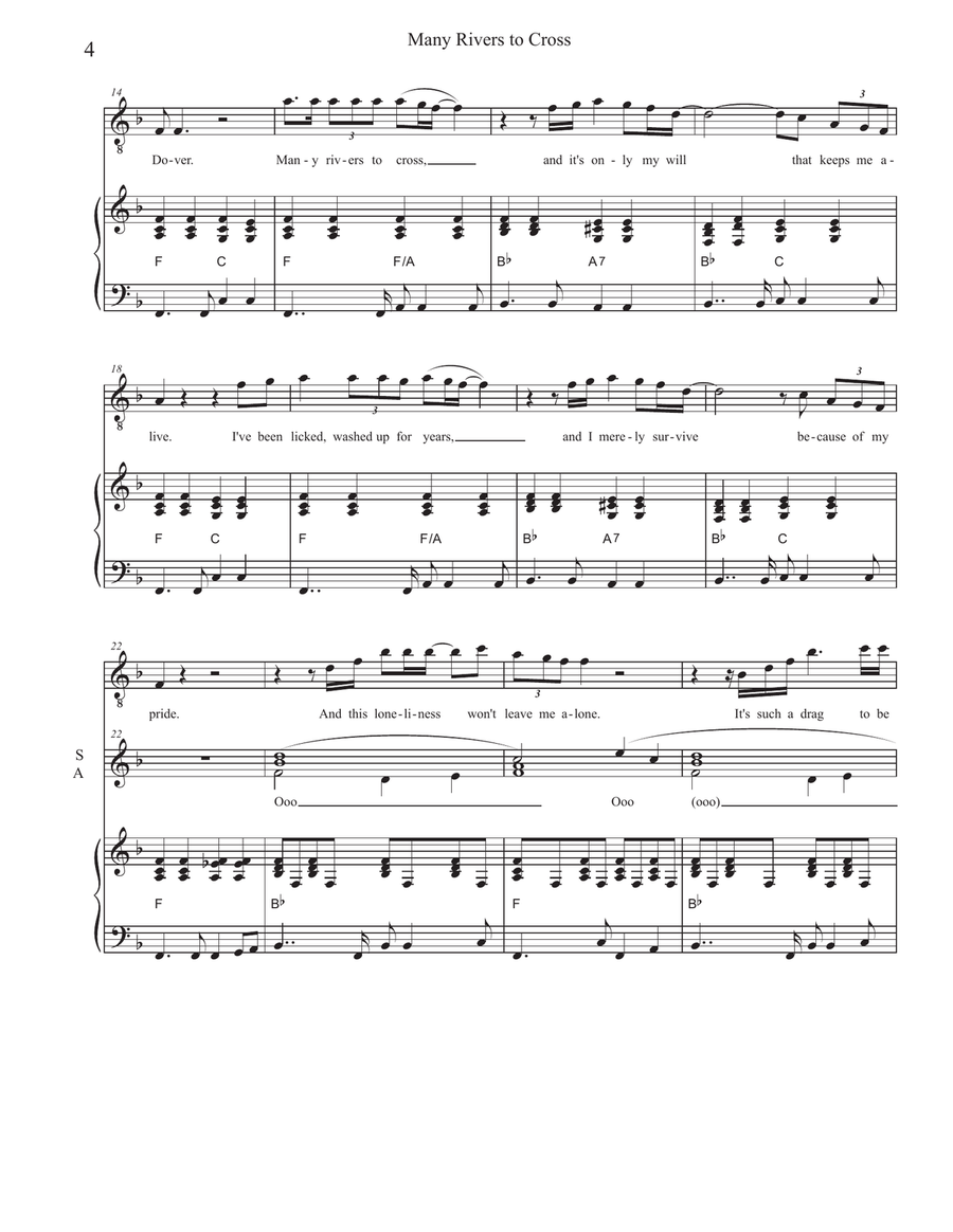 Many Rivers To Cross 4-Part scores gallery preview page 4