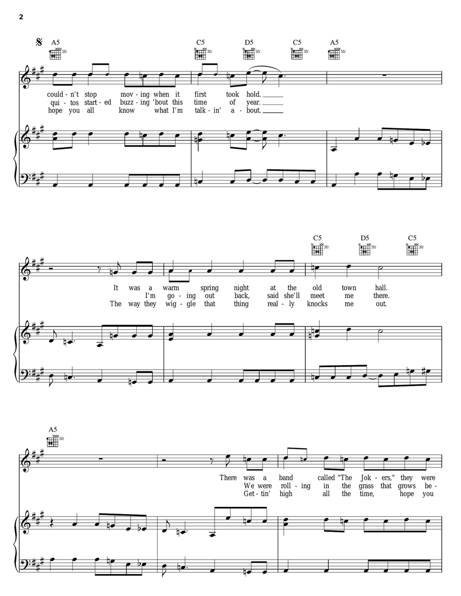 Rock And Roll Hoochie Koo Piano, Vocal, Guitar scores gallery preview page 2