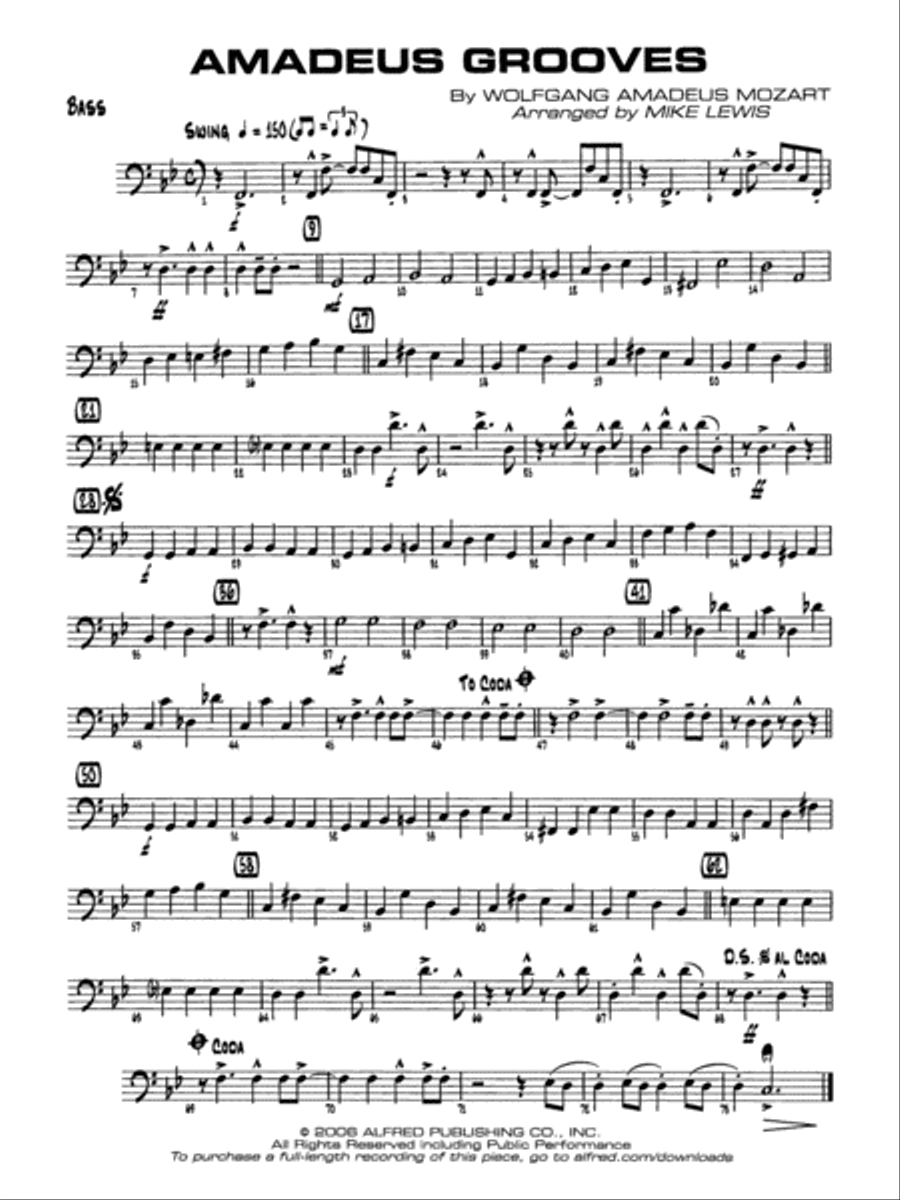 Amadeus Grooves: String Bass Jazz Ensemble scores gallery preview page 1