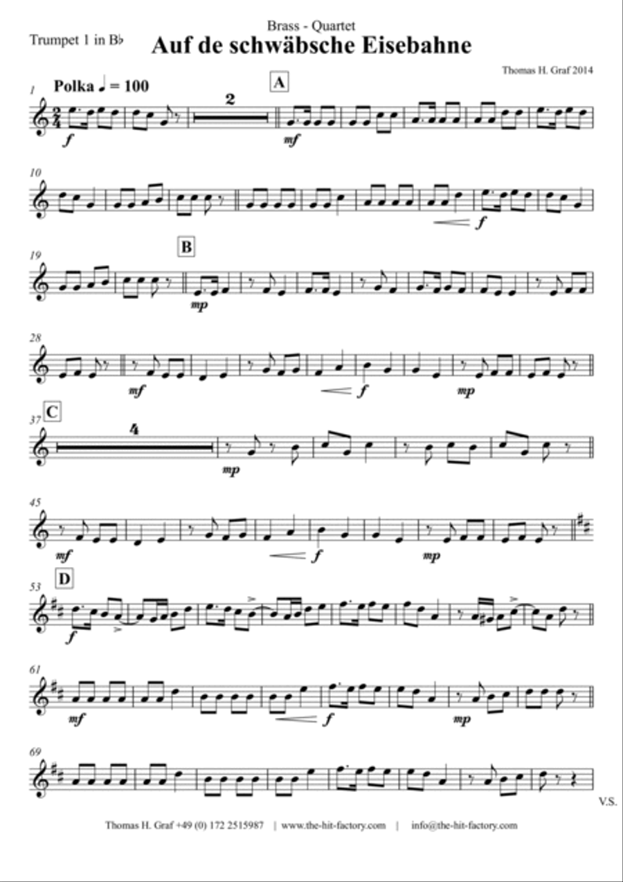 Auf der schwäbsche Eisebahne - Swabian anthem/Oktoberfest - Brass Quartet Brass Quartet scores gallery preview page 4