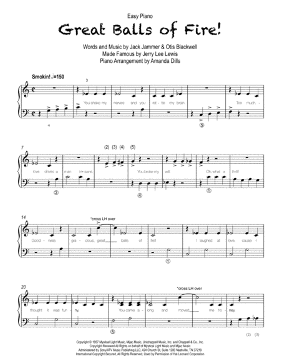 Great Balls Of Fire Easy Piano scores gallery preview page 1