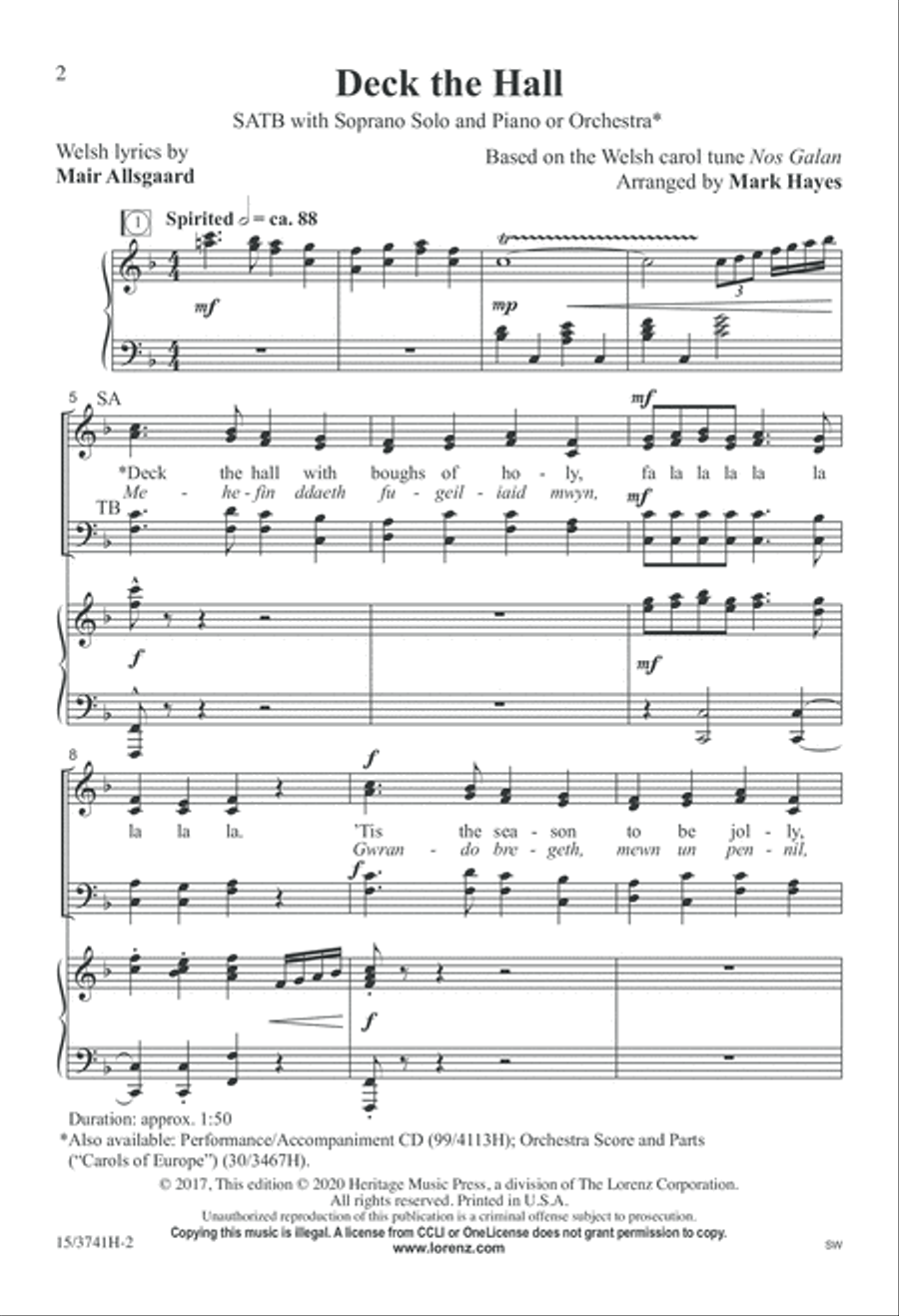 Deck the Hall 4-Part scores gallery preview page 2