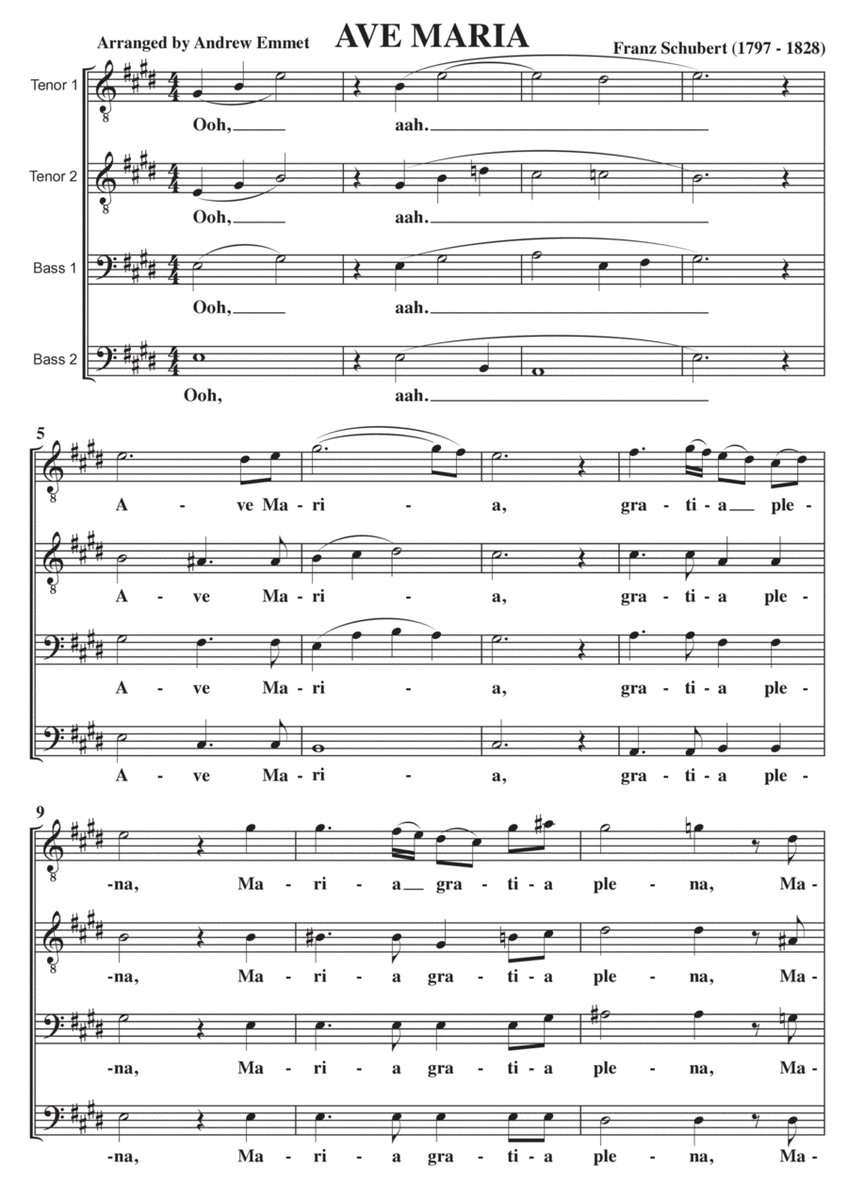 Ave Maria (Schubert) A Cappella TTBB image number null