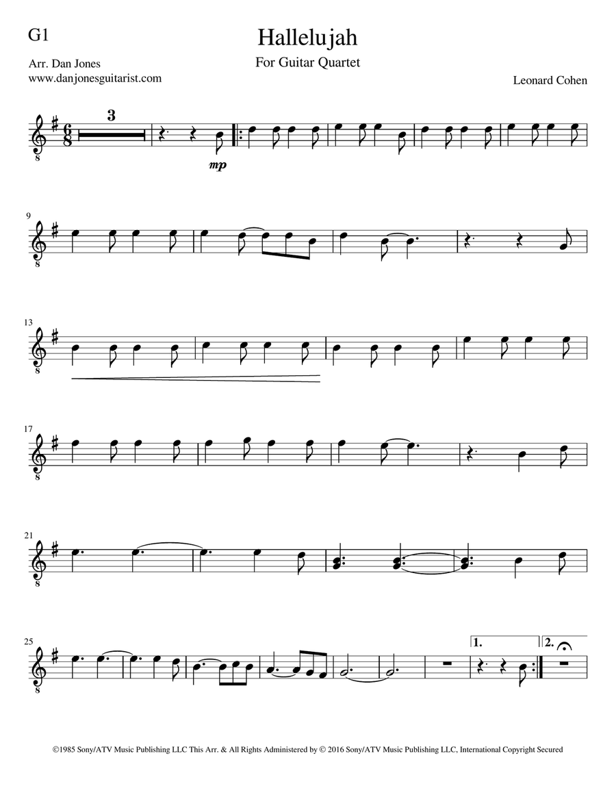 Hallelujah Guitar Ensemble scores gallery preview page 5
