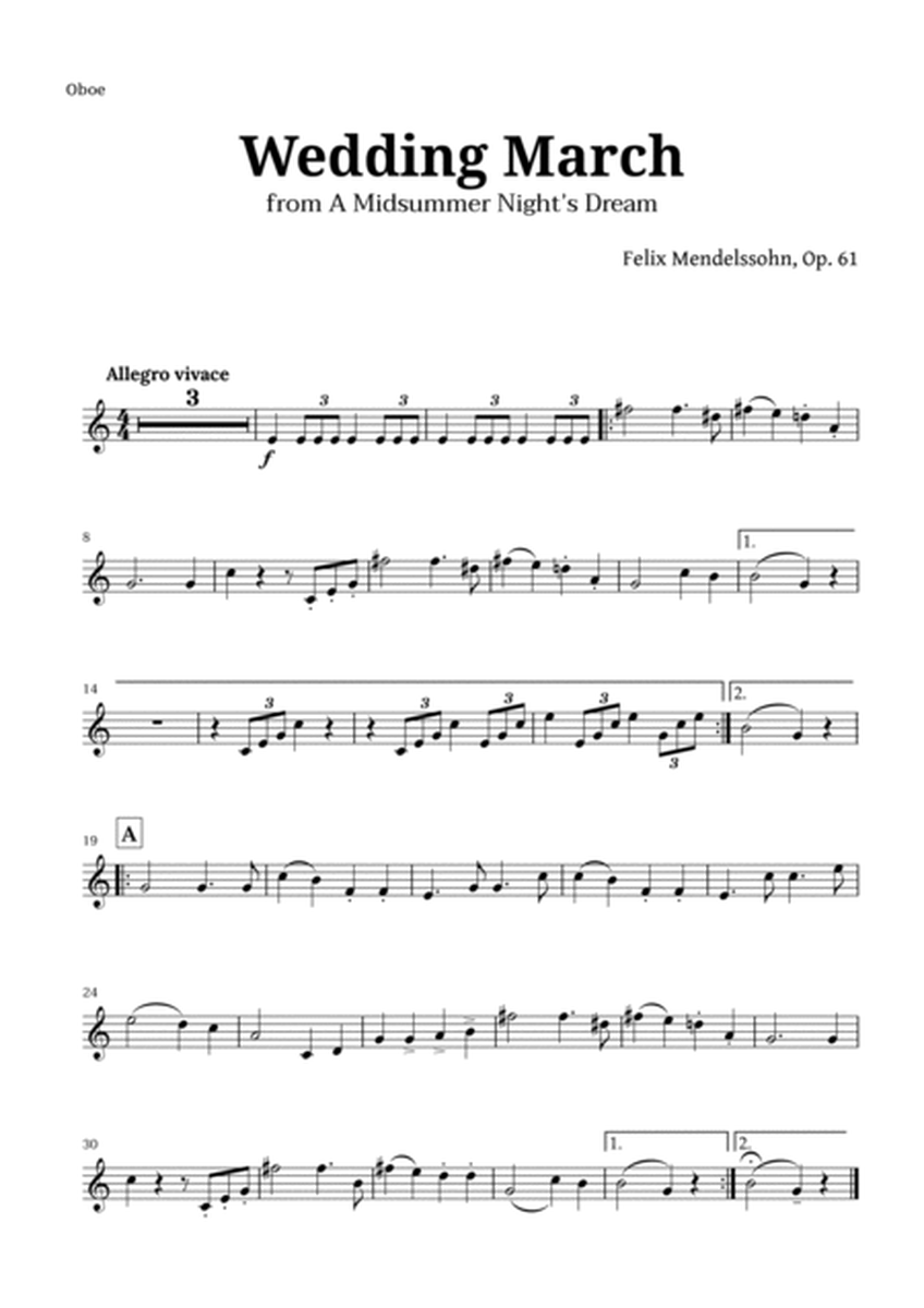 Wedding March by Mendelssohn for Woodwind Quintet and Piano with Chords image number null