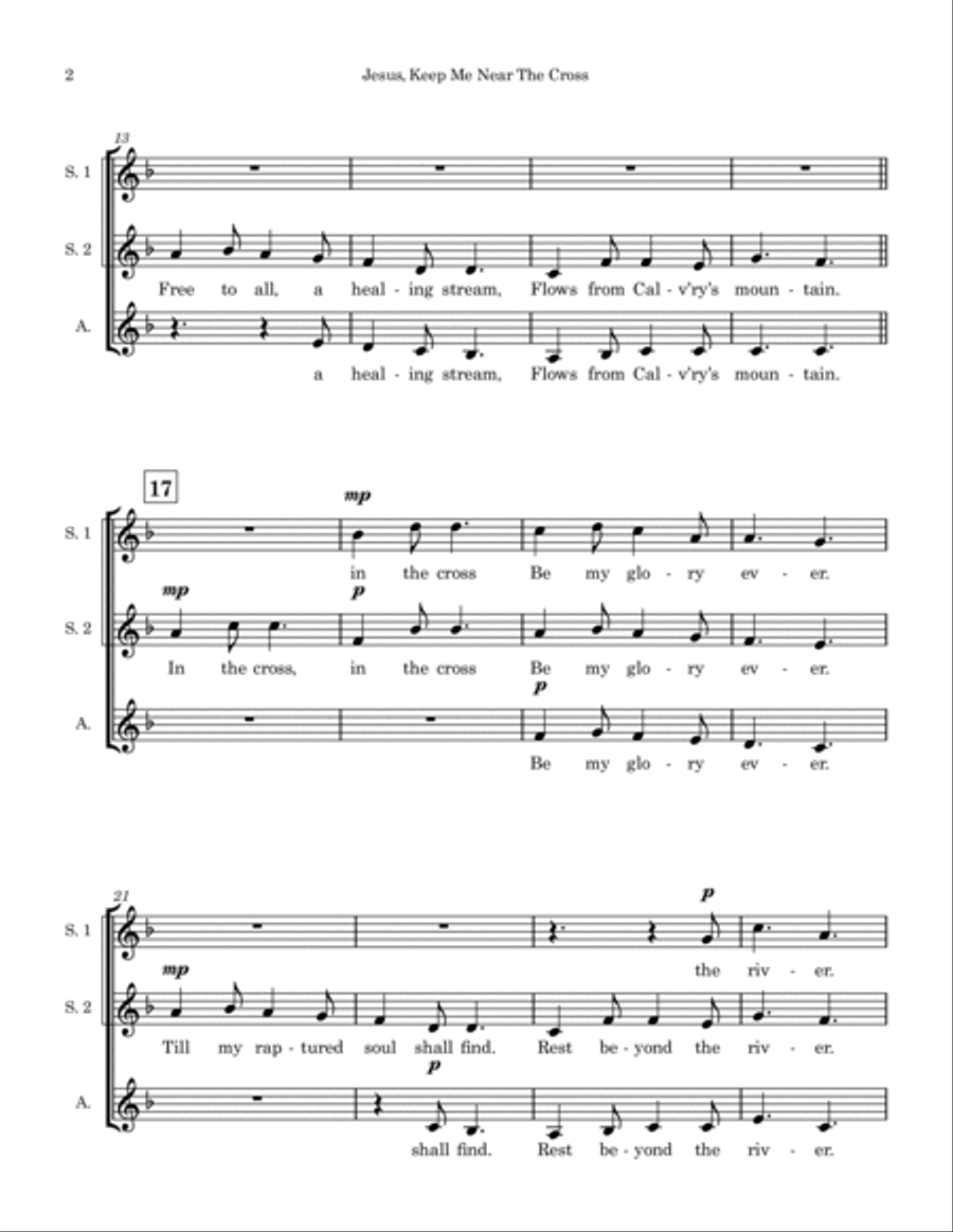 Jesus, Keep Me Near The Cross - SSA A Cappella SSA scores gallery preview page 3
