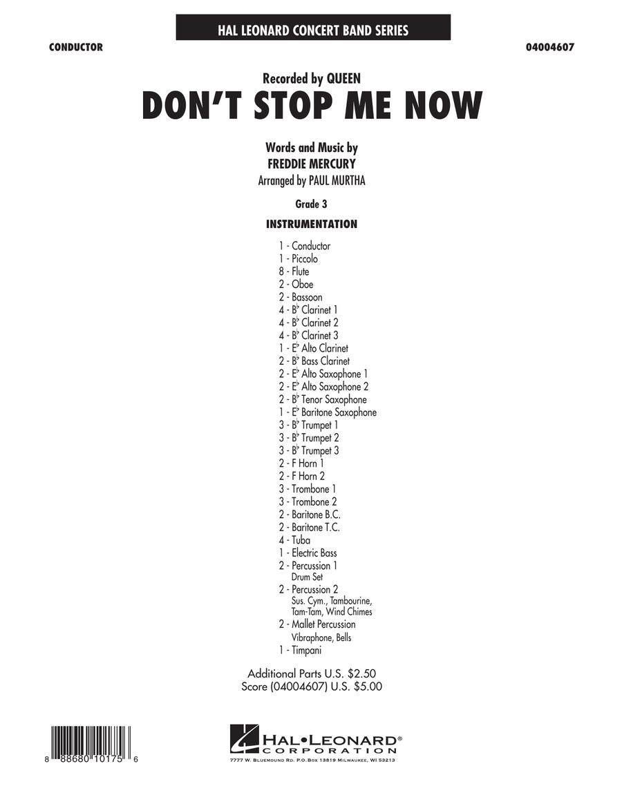 Don't Stop Me Now - Conductor Score (Full Score) Concert Band scores gallery preview page 1