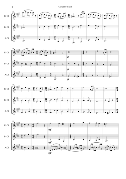 Coventry Carol for clarinet trio (E flat, B flat, Alto) image number null