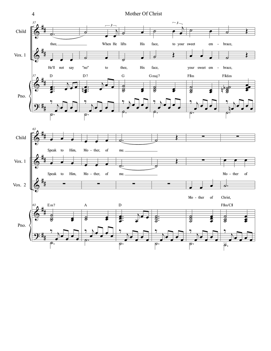 Mother Of Christ (Solo with 3-part children's choir) 3-Part scores gallery preview page 4