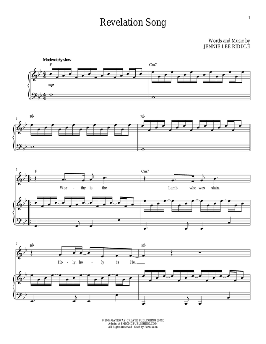 Revelation Song Piano, Vocal scores gallery preview page 1