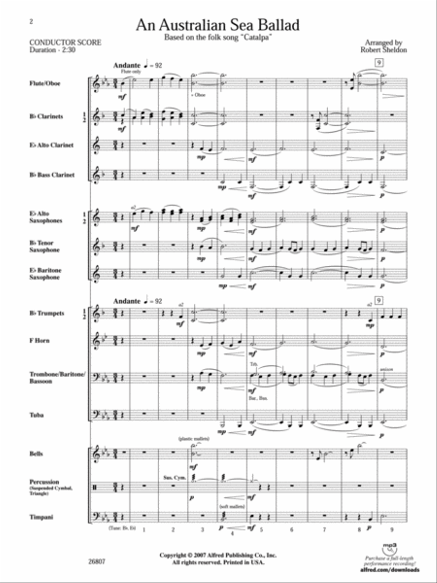 An Australian Sea Ballad An Australian Sea Ballad Concert Band scores gallery preview page 2