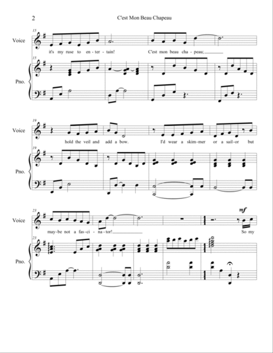 C'est Mon Beau Chapeau Voice scores gallery preview page 2