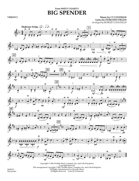 Cy Coleman: Big Spender (Sweet Charity) - Violin 2