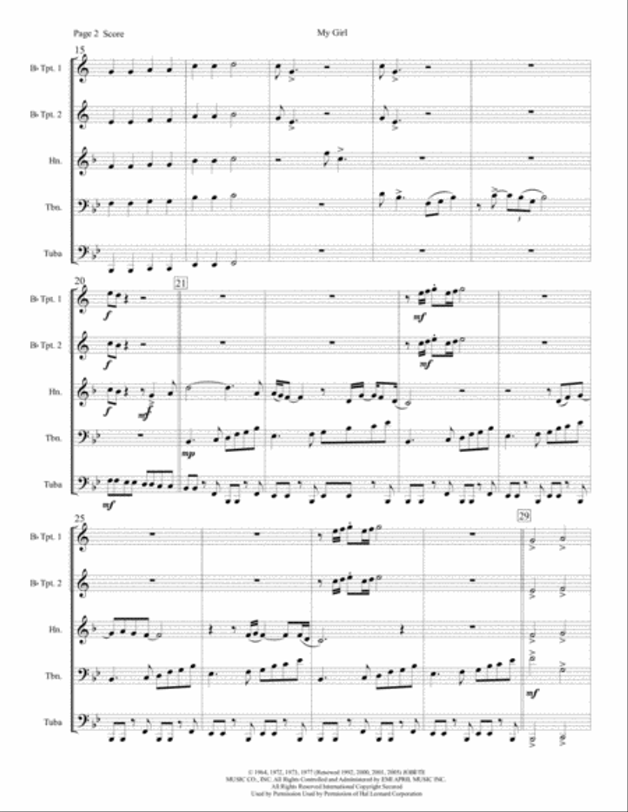 My Girl My Girl Brass Ensemble scores gallery preview page 3