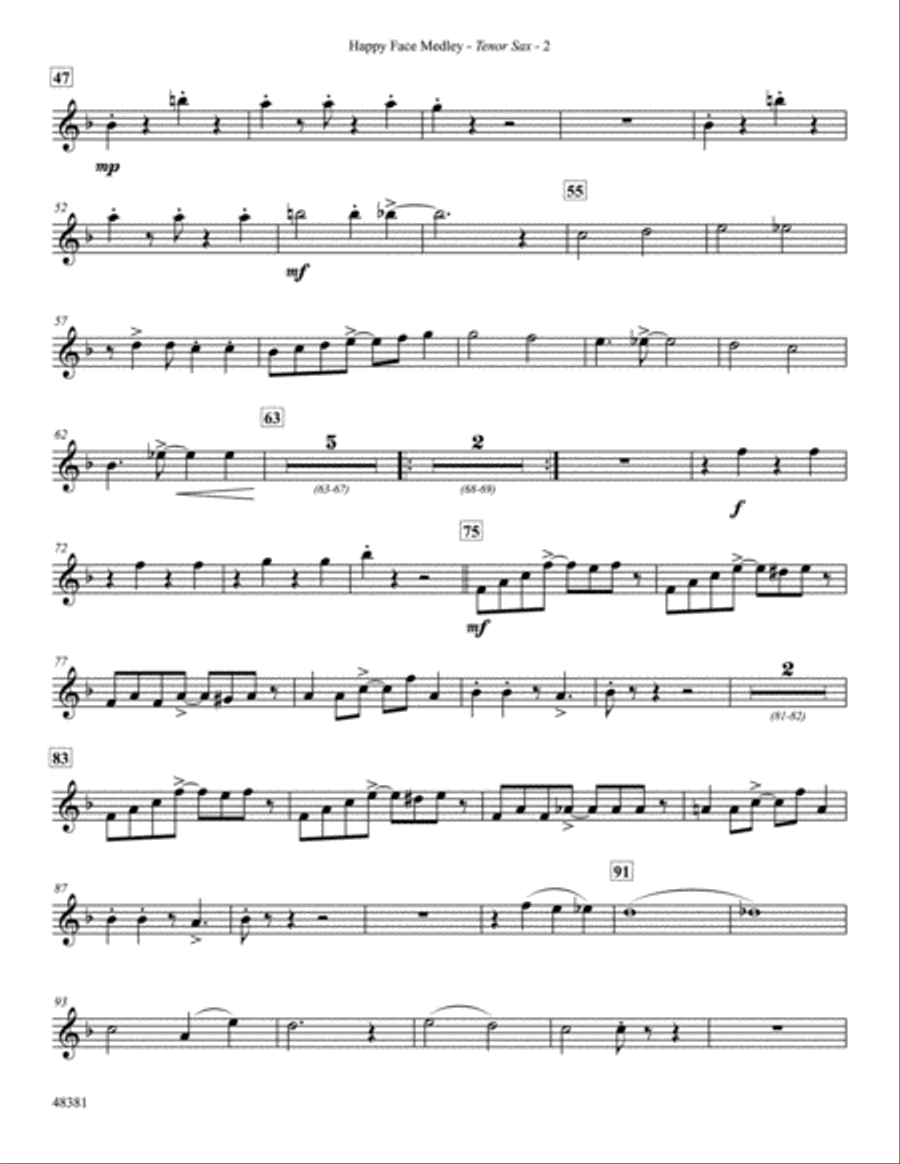 Happy Face Medley: B-flat Tenor Saxophone Part scores gallery preview page 2