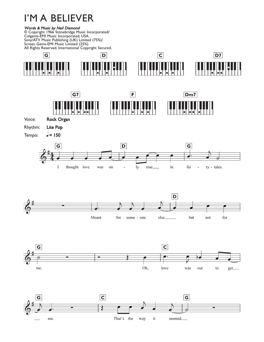 I'm A Believer Piano Solo scores gallery preview page 1