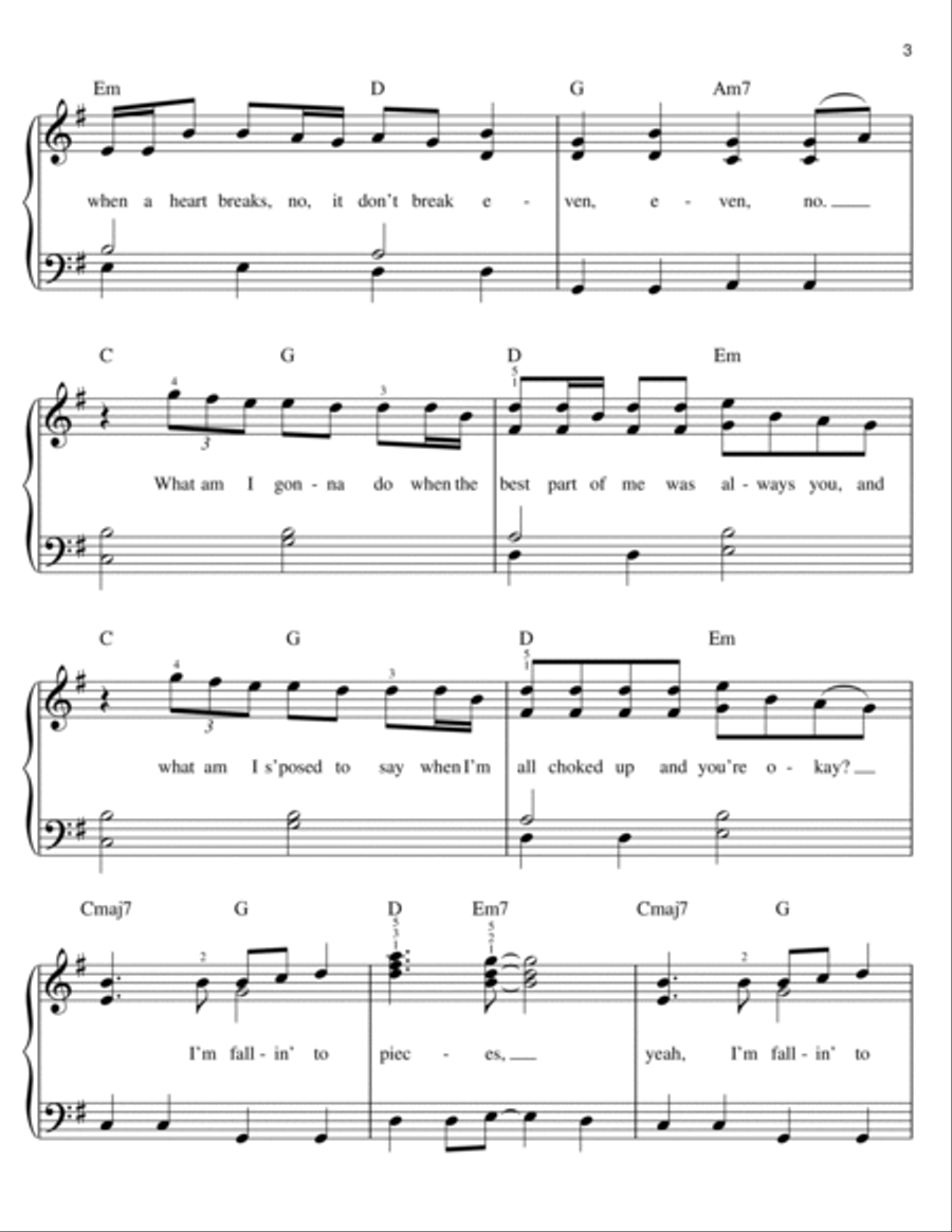 Breakeven Easy Piano scores gallery preview page 3