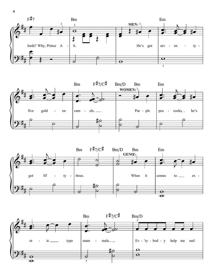 Prince Ali (from Disney's Aladdin) Easy Piano scores gallery preview page 4