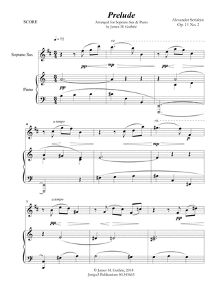 Scriabin: Prelude Op. 11 No. 2 for Soprano Sax & Piano