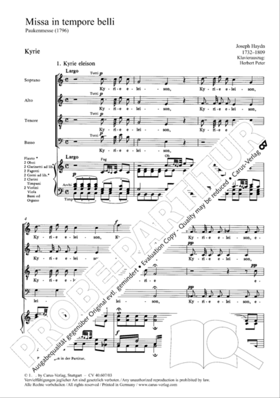 Mass in time of war (Missa in tempore belli) 4-Part scores gallery preview page 9