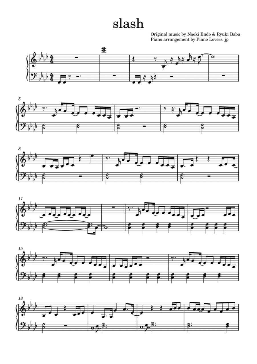 Slash Piano Solo scores gallery preview page 1