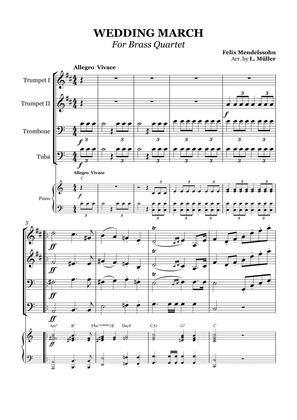 Wedding March - For Brass Quartet and Piano - With chords