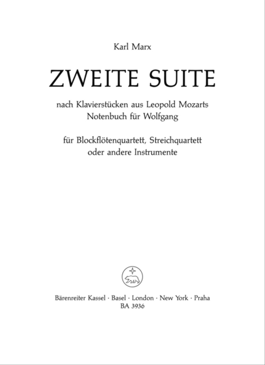 Zweite Suite nach Tanzen aus Leopold Mozarts Notenbuch fur Wolfgang