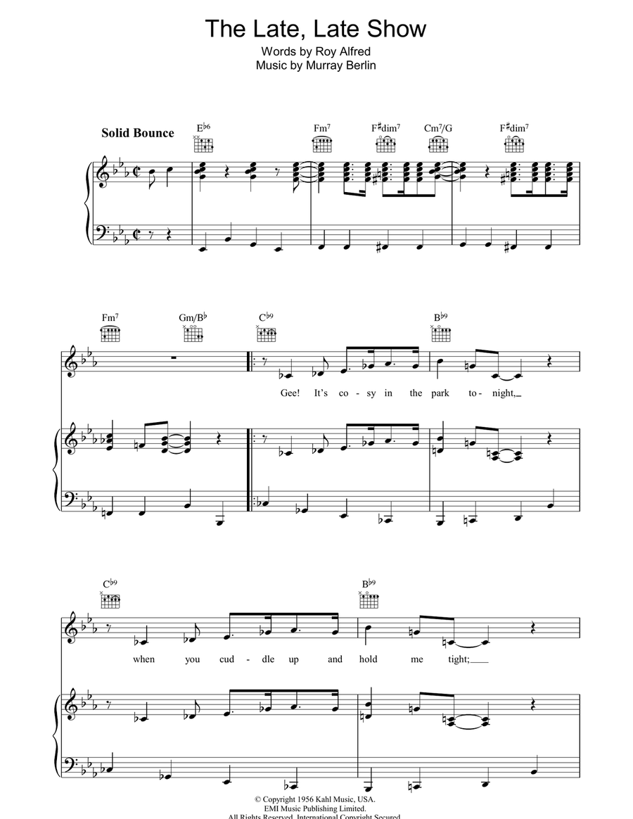 The Late Late Show The Late Late Show Piano, Vocal, Guitar scores gallery preview page 1