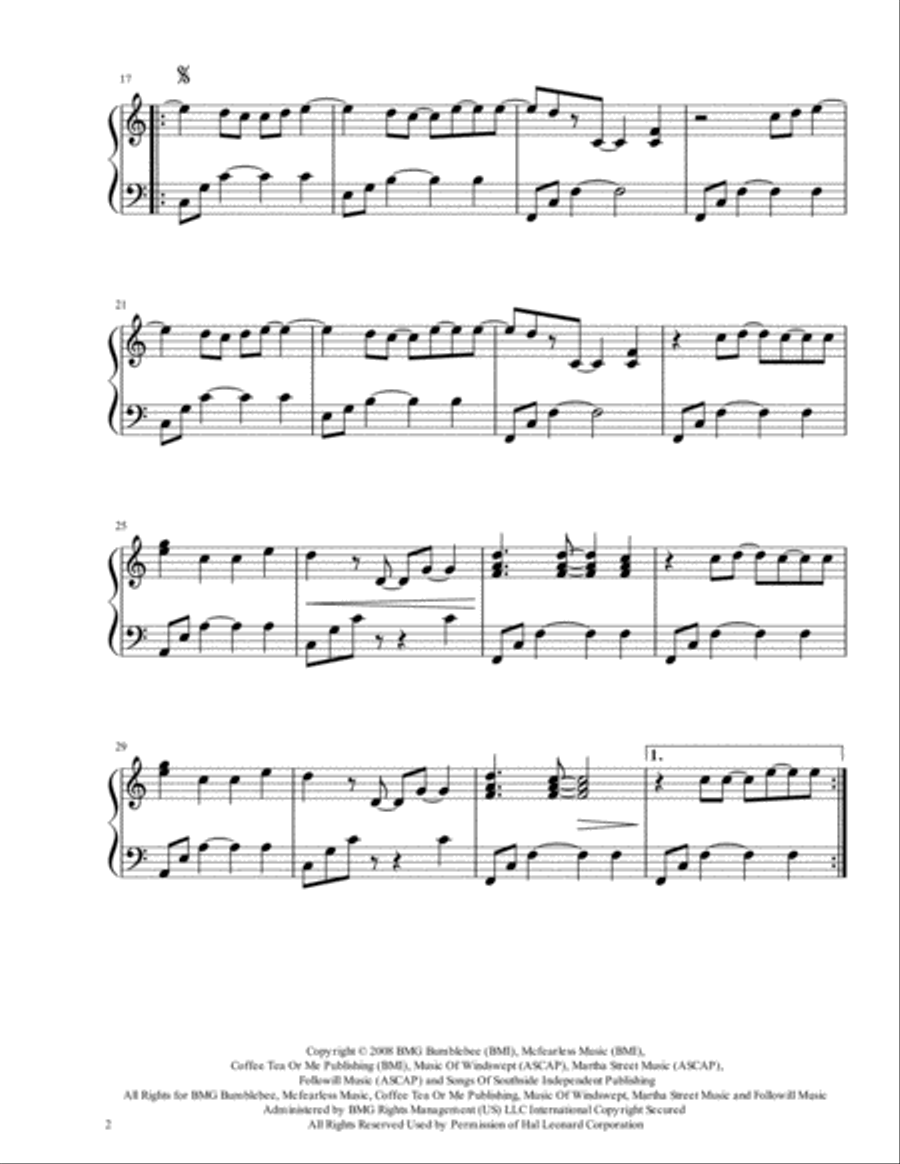 Use Somebody Piano Solo scores gallery preview page 2
