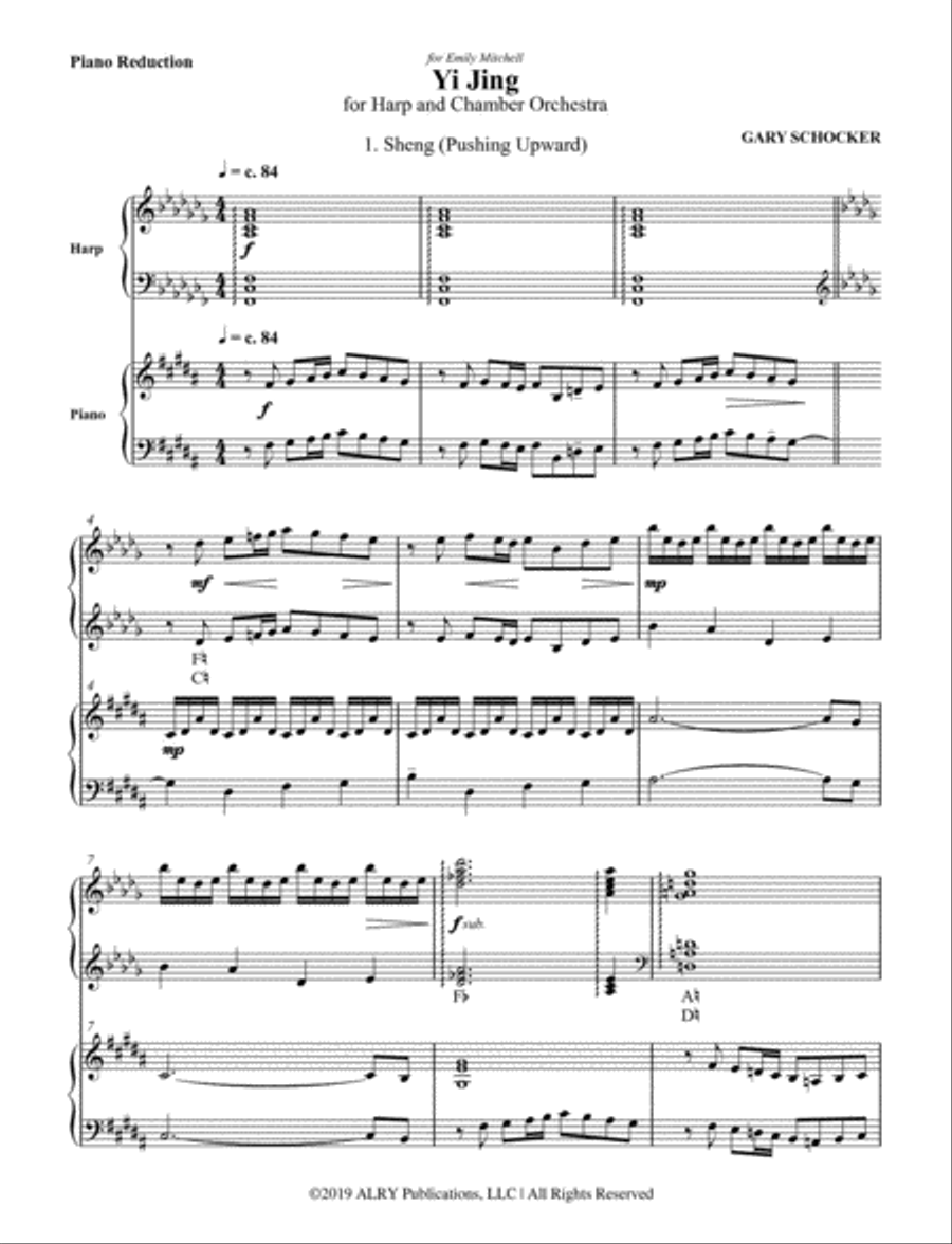 Yi Jing for Harp and Chamber Orchestra (Piano Reduction) Harp scores gallery preview page 2