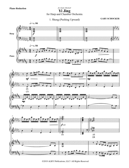 Yi Jing for Harp and Chamber Orchestra (Piano Reduction)